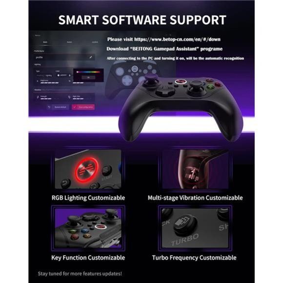 Asura 2 Pro Wireless Gaming Controller PC Controllers Dual Vibrate Gamepad Black - Picture 6 of 6